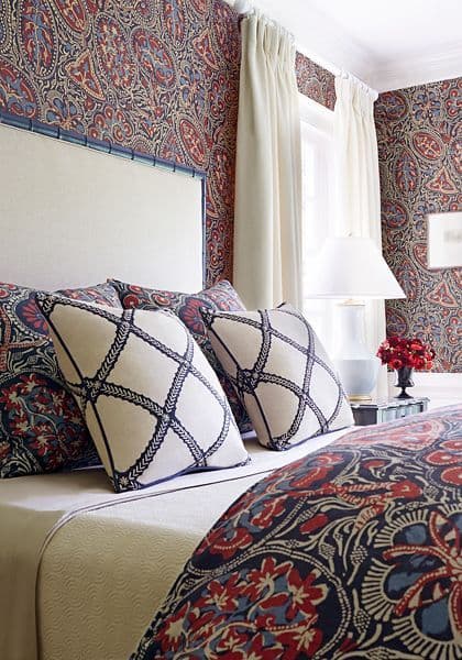 Thibaut Cochin Fabric in Blue & Red