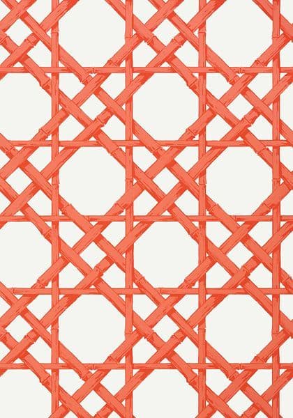 Thibaut Cyrus Cane Wallpaper in Coral