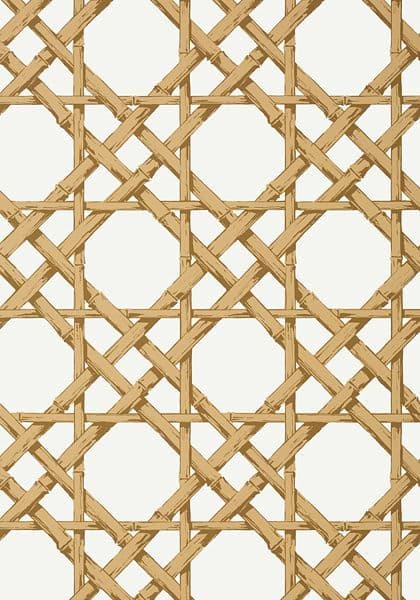 Thibaut Cyrus Cane Wallpaper in Gold
