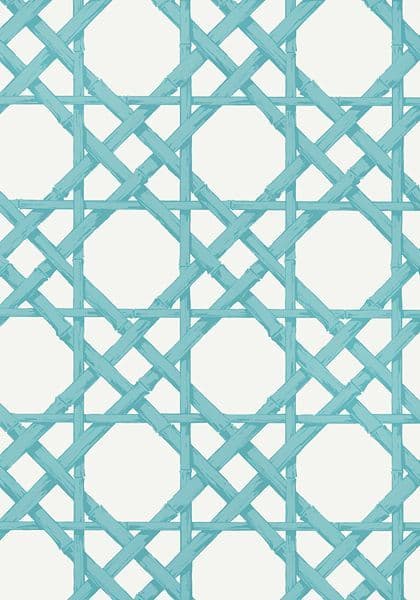 Thibaut Cyrus Cane Wallpaper in Turquoise