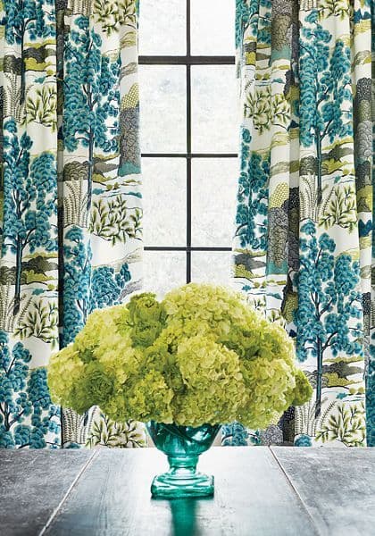 Thibaut Daintree Fabric in Blue on White
