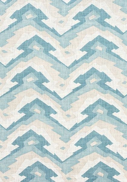 Thibaut Deco Mountain Fabric in Aqua