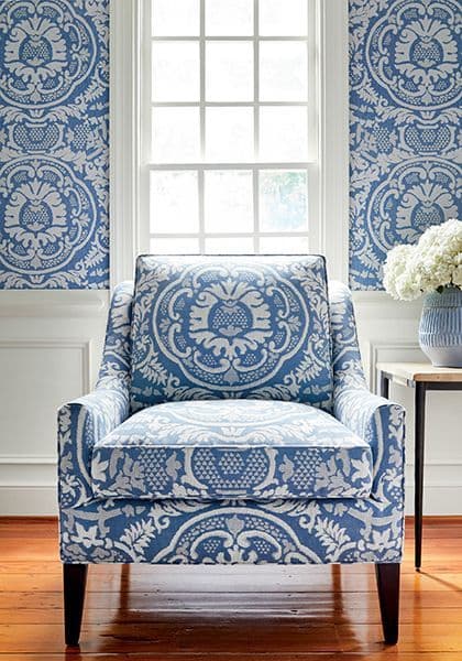 Thibaut Earl Damask Wallpaper in Charcoal