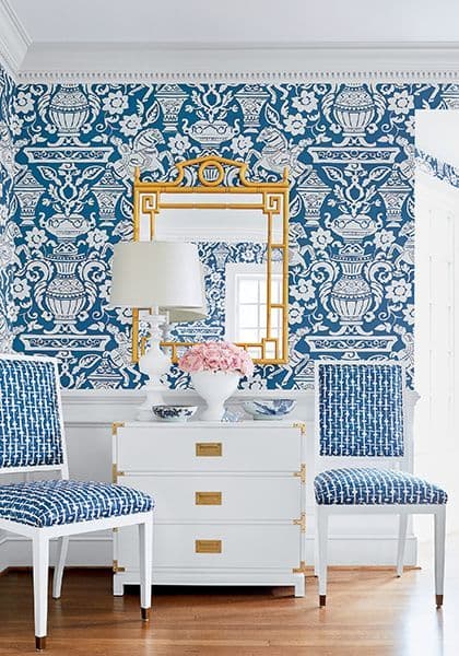 Thibaut Galway Wallpaper in Spa Blue