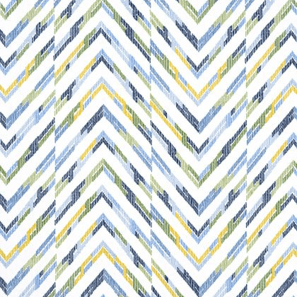 Thibaut Hamilton Embroidery Fabric in Blue & Yellow
