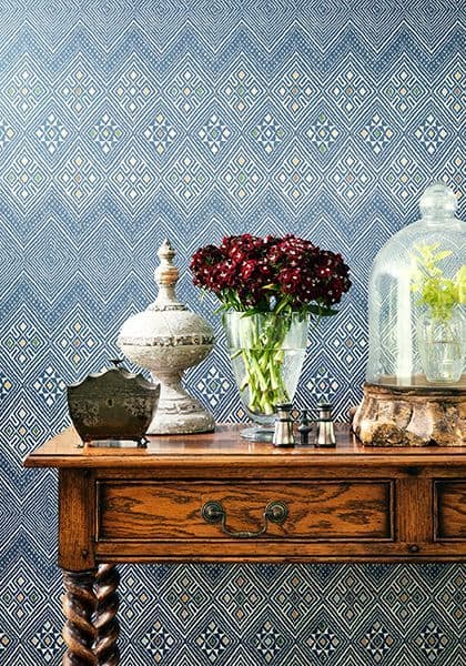 Thibaut High Plains Wallpaper in Navy and White