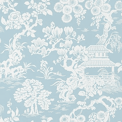 Thibaut Japanese Garden Wallpaper in Spa Blue