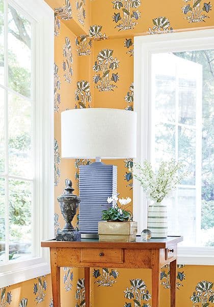 Thibaut Lily Flower Wallpaper in Beige and Sunbaked