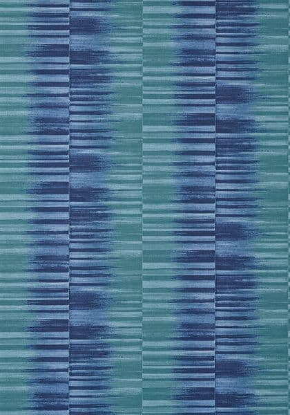 Thibaut Mekong Stripe Wallpaper in Turquoise and Navy