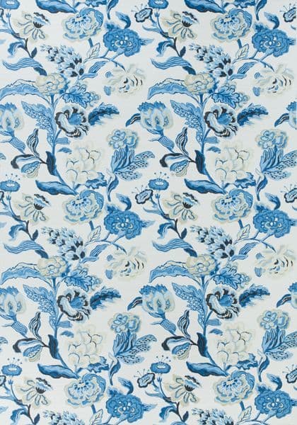 Thibaut Navesink Fabric in Blue and White. 1 metre remnant
