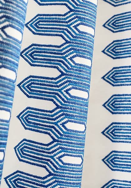 Thibaut Nola Stripe Embroidery in Aqua
