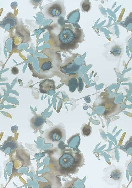 Thibaut Open Spaces Fabric in  Beige and Teal