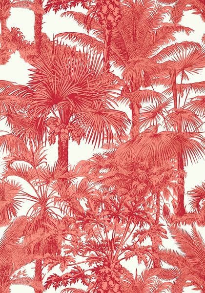 Thibaut Palm Botanical  Wallpaper in  Coral