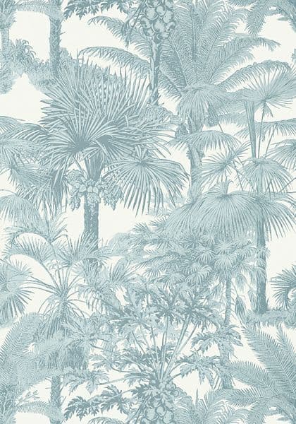 Thibaut Palm Botanical  Wallpaper in  Spa Blue