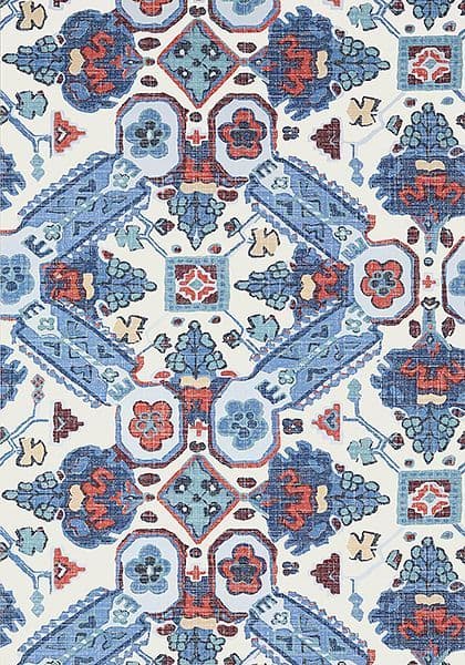 Thibaut Persian Carpet Wallpaper in Blue and White