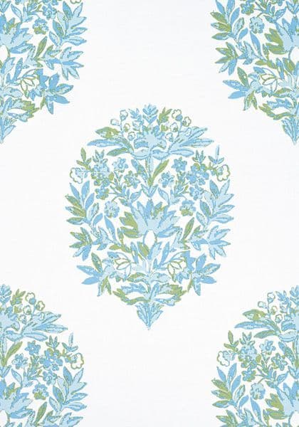 Thibaut Ridgefield Fabric in Green & Spa  Blue