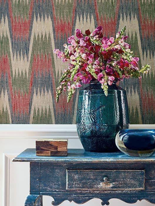 Thibaut Stockholm Chevron Wallpaper in Red and Grey