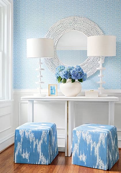 Thibaut T-Square Wallpaper in Spa Blue
