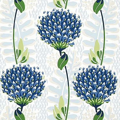 Thibaut Tiverton Wallpaper in Blue and Green