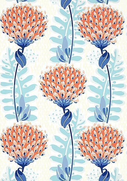 Thibaut Tiverton Wallpaper in Coral
