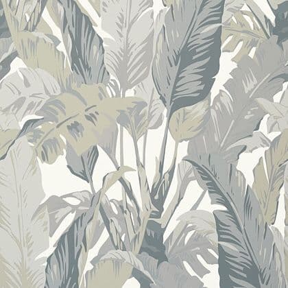 Thibaut Travelers Palm  Wallpaper in Grey