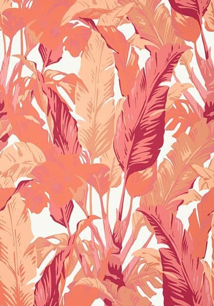 Thibaut Travelers Palm  Wallpaper in Pink and Coral