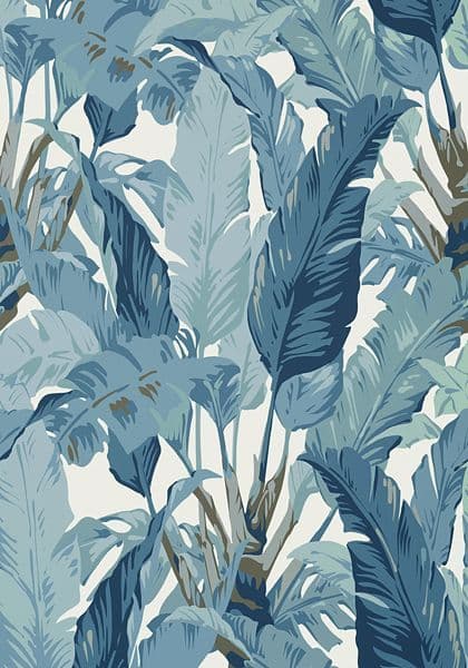 Thibaut Travelers Palm  Wallpaper in Spa Blue