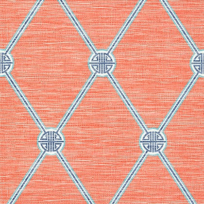 Thibaut Turnberry Trellis Wallpaper in Coral