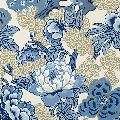 Thibaut Honshu Wallpaper in Blue and Beige