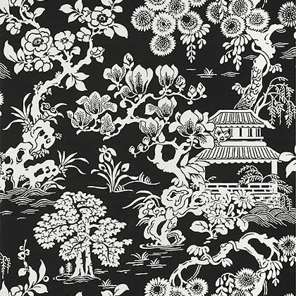 Thibaut Japanese Garden Wallpaper in Black