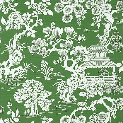 Thibaut Japanese Garden Wallpaper in Emerald