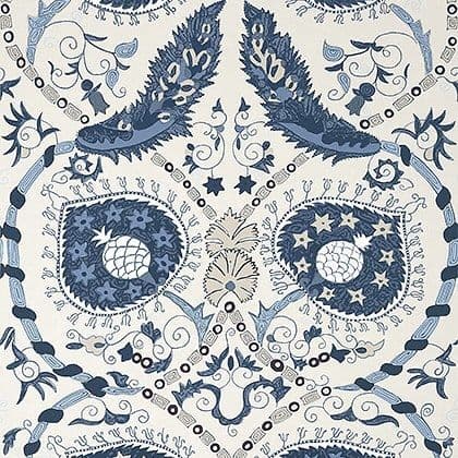 Thibaut Lewis Wallpaper in Blue and Beige