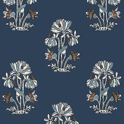 Thibaut Lily Flower Wallpaper in Navy