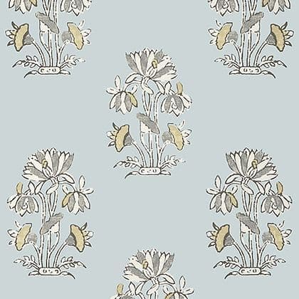 Thibaut Lily Flower Wallpaper in Spa Blue