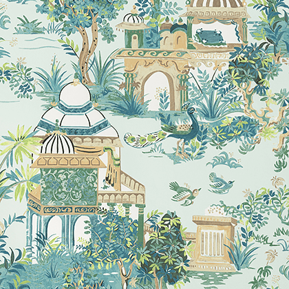 Thibaut Mystic Garden Fabric in Spa Blue