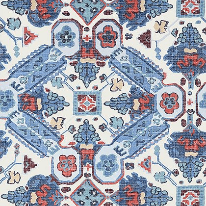 Thibaut Persian Carpet Wallpaper in Blue and White