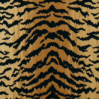 Thibaut Tiger Flock Wallpaper in Camel and Black