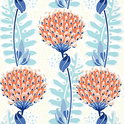 Thibaut Tiverton Wallpaper in Coral