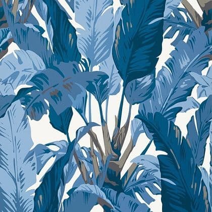 Thibaut Travelers Palm  Wallpaper in Navy and White