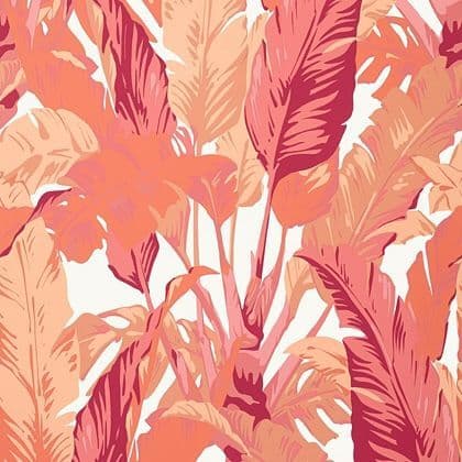 Thibaut Travelers Palm  Wallpaper in Pink and Coral