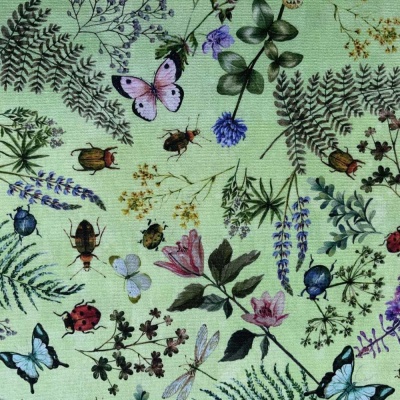 Wild Flowers Outdoor Fabric in Green
